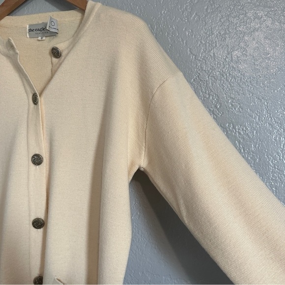 Vintage Butter Yellow Cardigan Wool Button Up Gold Tone Buttons Old Money Size S - Picture 2 of 7